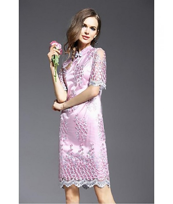 Women‘s Street chic Print Sheath Dress,Stand Above Knee Polyester