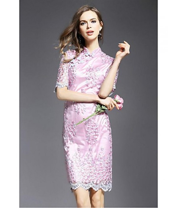 Women‘s Street chic Print Sheath Dress,Stand Above Knee Polyester