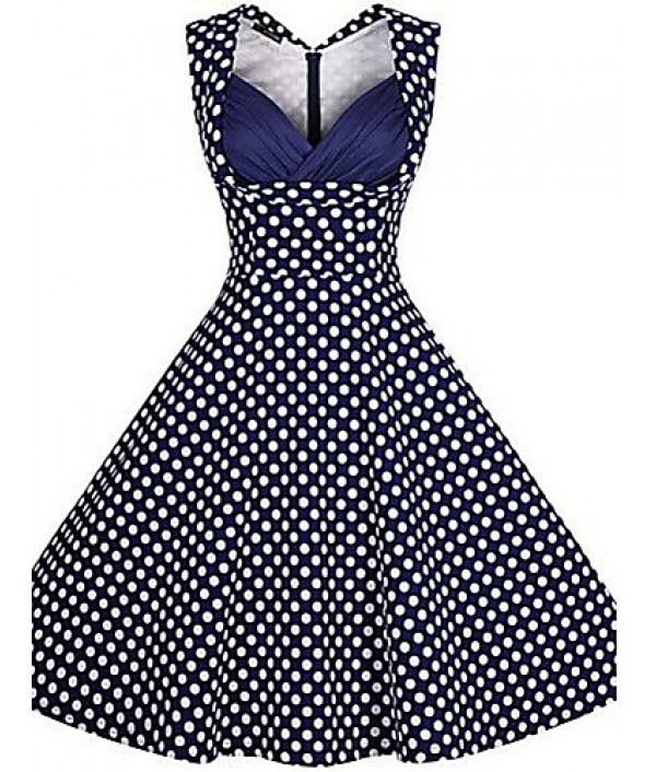 Women's Vintage 1950's Flower Print Retro Rockabilly Hepburn Pinup Cos Party Swing Dress