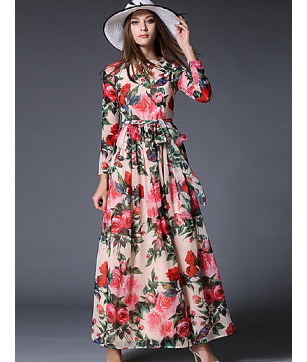  Women‘s Going out / Party/Cocktail / Holiday Vintage / Street chic / Sophisticated Floral Swing Dress