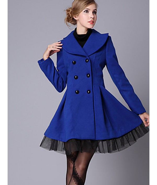 New Women Slim Fit double-breasted wool Trench Coat Casual Outwear