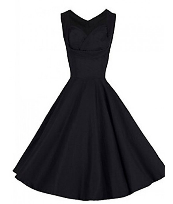 Women's Vintage Hepburn Party Dress (Cotton Blends)