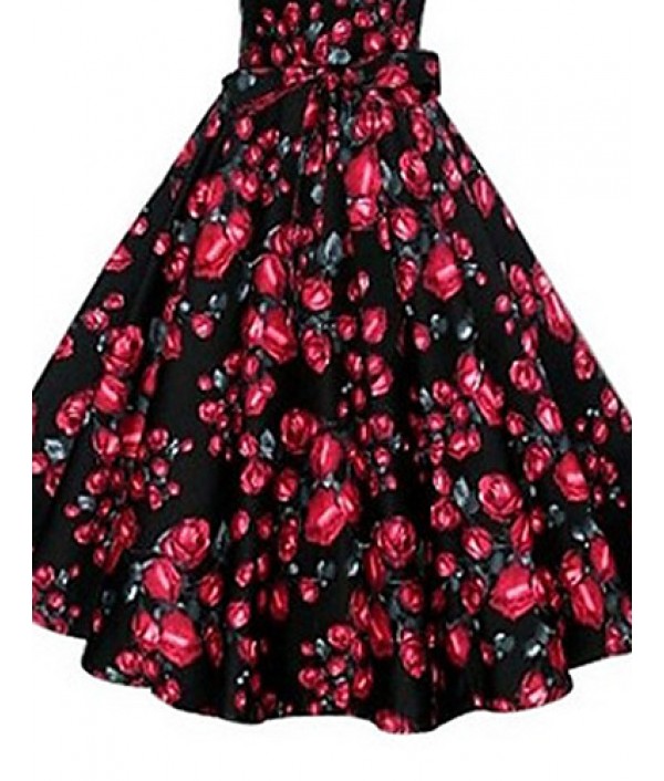 Women's Vintage/Party/Plus Sizes Flower Print 1950's Prom SwingDress (Polyester/Cotton Blends)