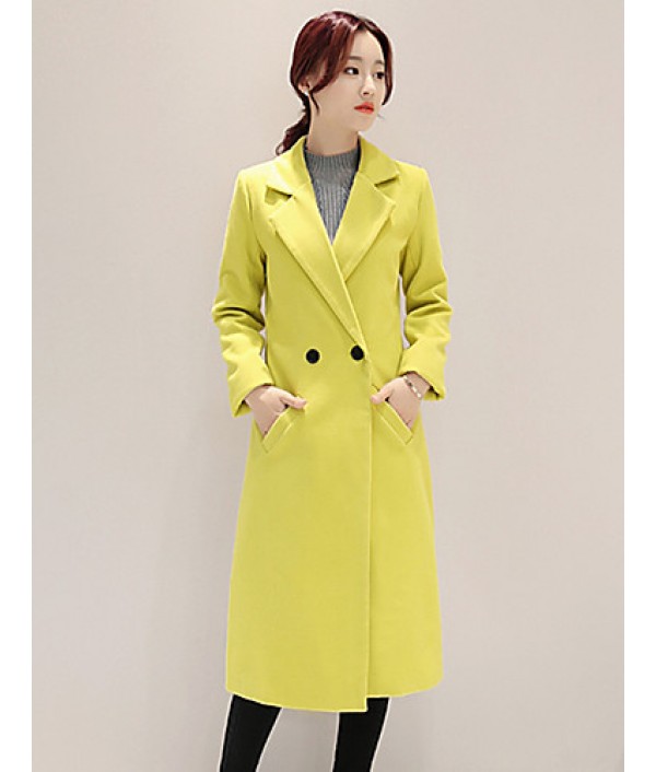 Fall Winter Going out Casual Women's Coat Solid Color Suit Collar Long Sleeve Long Section Maone Overcoat More Colors